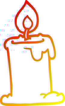 warm gradient line drawing cartoon candle burning vector