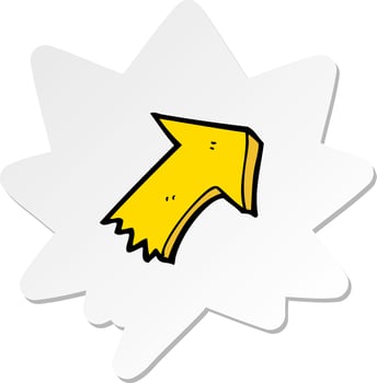cartoon pointing arrow and speech bubble sticker vector