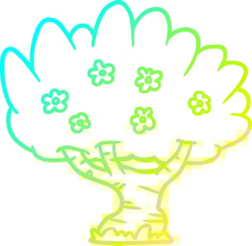 cold gradient line drawing Cartoon tree vector
