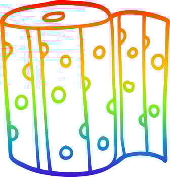 rainbow gradient line drawing cartoon dotty kitchen roll vector