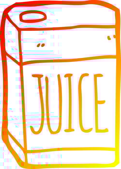 warm gradient line drawing cartoon juice box vector