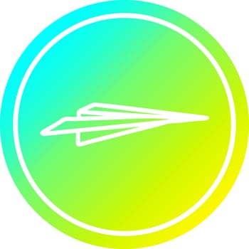 paper plane circular in cold gradient spectrum vector