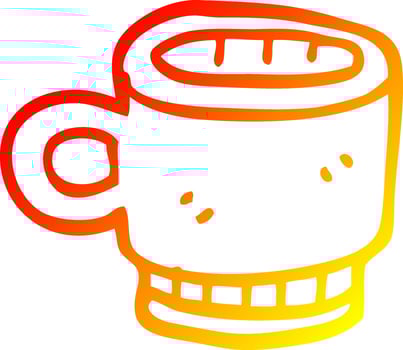 warm gradient line drawing cartoon coffee mug vector