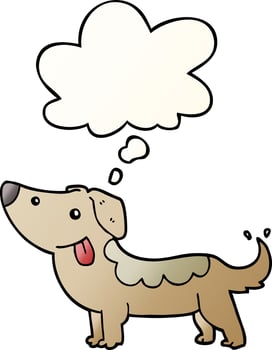 cartoon dog and thought bubble in smooth gradient style vector