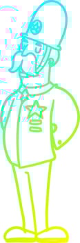 cold gradient line drawing cartoon policeman vector