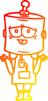 warm gradient line drawing cartoon robot vector