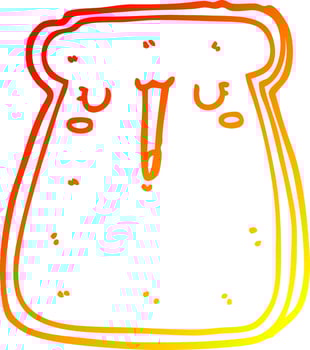 warm gradient line drawing cartoon toast vector