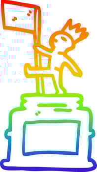 rainbow gradient line drawing cartoon monument statue vector