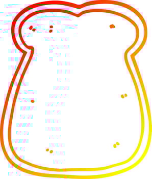 warm gradient line drawing cartoon slice of bread vector