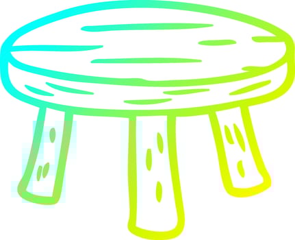 cold gradient line drawing small wooden stool vector