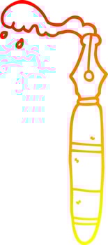 warm gradient line drawing cartoon fountain pen vector