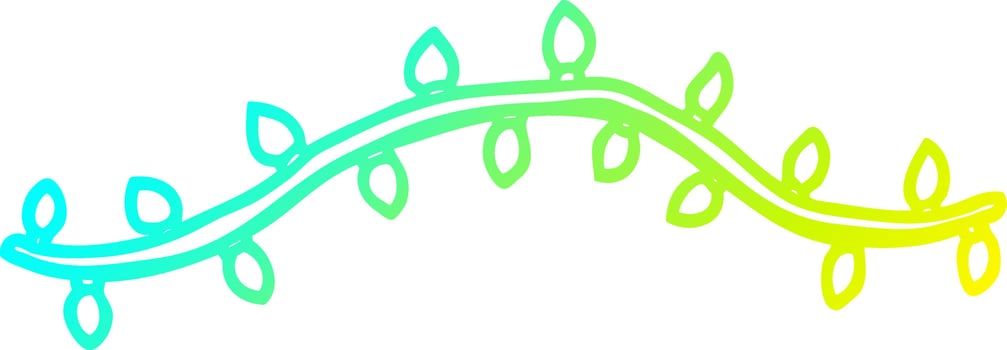 cold gradient line drawing cartoon vine with leaves vector