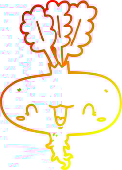 warm gradient line drawing cartoon turnip vector