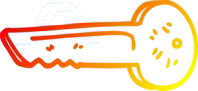 warm gradient line drawing cartoon gold key vector