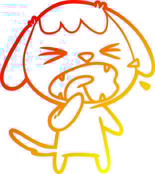 warm gradient line drawing cute cartoon dog barking vector