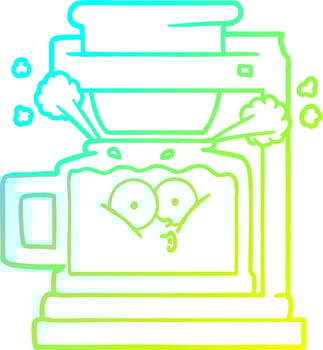 cold gradient line drawing steaming hot coffee pot vector
