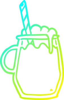 cold gradient line drawing glass of root beer with straw vector