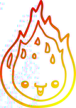 warm gradient line drawing cartoon flame vector