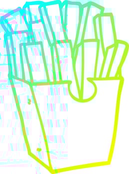 cold gradient line drawing cartoon fries vector