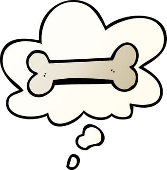 cartoon bone and thought bubble in smooth gradient style vector