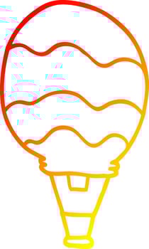 warm gradient line drawing cartoon hot air balloon vector