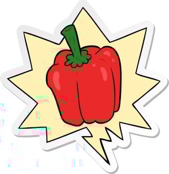 cartoon fresh organic pepper and speech bubble sticker vector