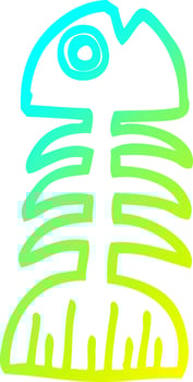 cold gradient line drawing cartoon fish bones vector