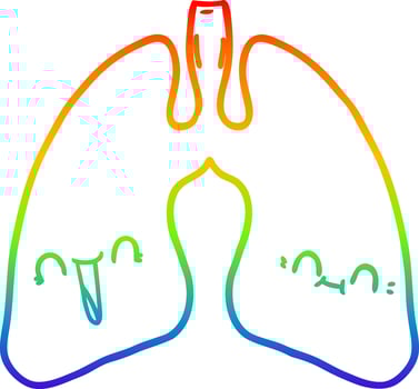 rainbow gradient line drawing cartoon lungs vector