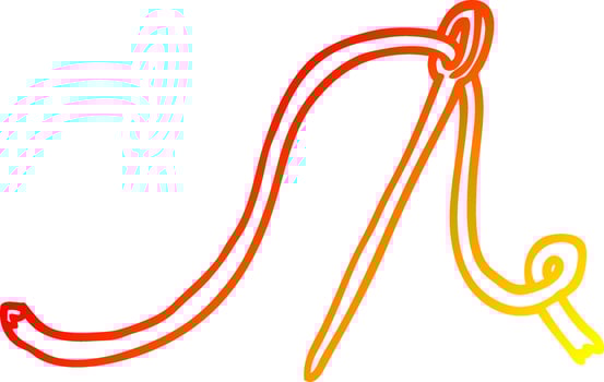 warm gradient line drawing cartoon needle and thread vector