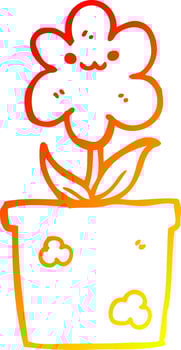 warm gradient line drawing cartoon house plant vector