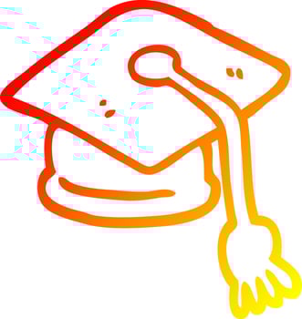 warm gradient line drawing cartoon graduation hat vector