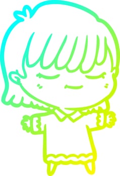 cold gradient line drawing cartoon woman vector