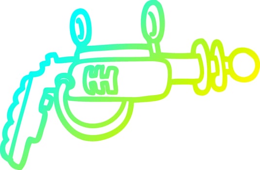cold gradient line drawing cartoon ray gun vector