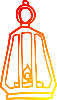 warm gradient line drawing cartoon lamp vector