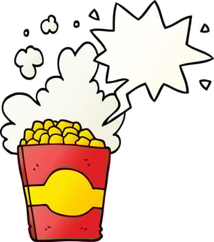 cartoon popcorn and speech bubble in smooth gradient style vector