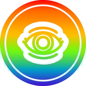 staring eye circular in rainbow spectrum vector