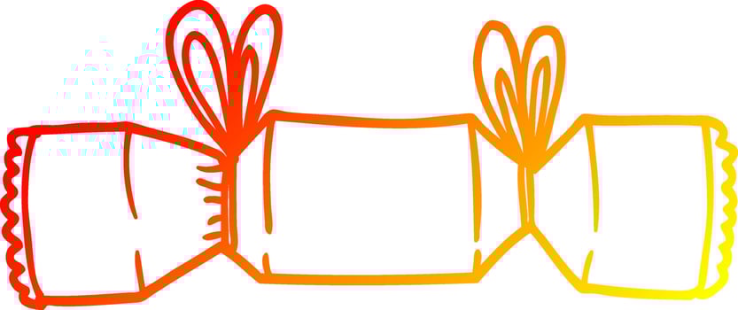 warm gradient line drawing cartoon christmas cracker vector
