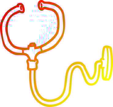 warm gradient line drawing cartoon stethoscope vector