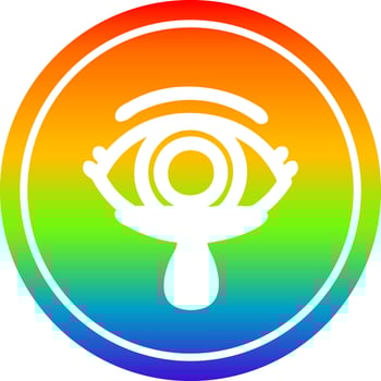 mystic eye crying blood circular in rainbow spectrum vector