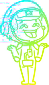 cold gradient line drawing cartoon laughing astronaut vector