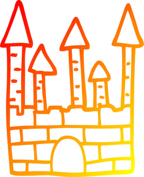 warm gradient line drawing cartoon traditional castle vector