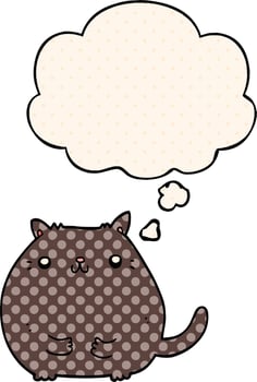cartoon cat and thought bubble in comic book style vector