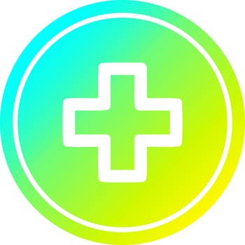addition symbol circular in cold gradient spectrum vector