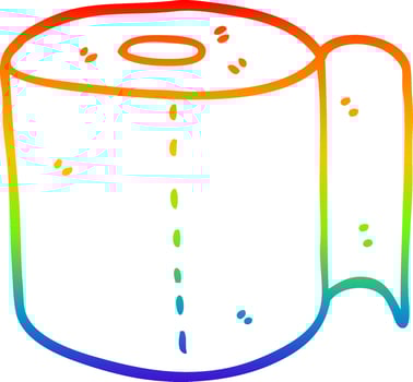 rainbow gradient line drawing cartoon toilet roll vector