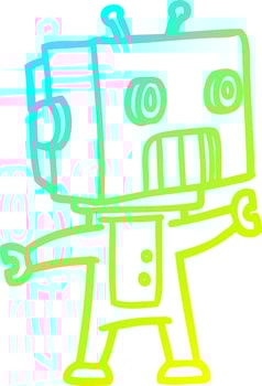cold gradient line drawing cartoon robot vector