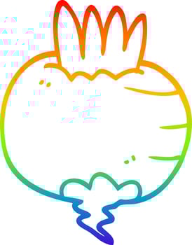 rainbow gradient line drawing cartoon turnip vector