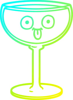 cold gradient line drawing cartoon glass of wine vector