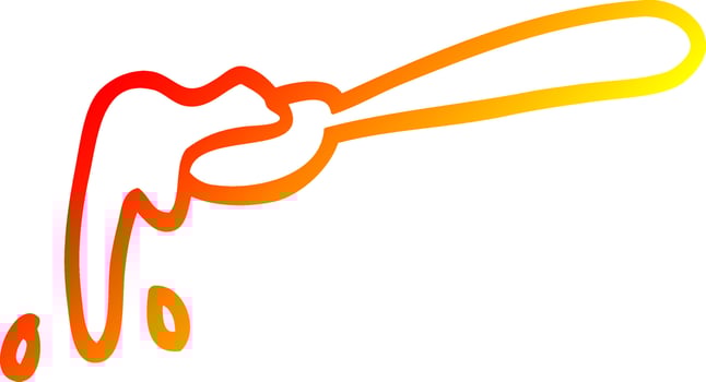 warm gradient line drawing cartoon ladle of food vector