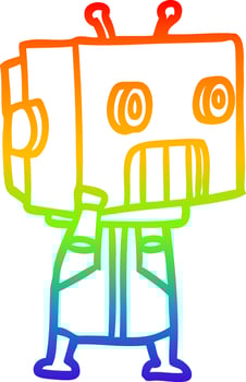 rainbow gradient line drawing cartoon robot vector