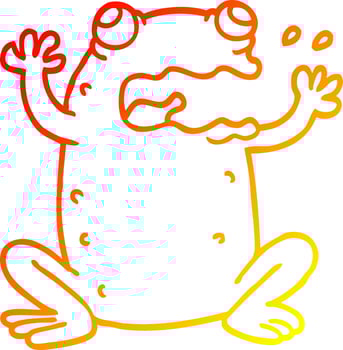 warm gradient line drawing cartoon crazy frog vector